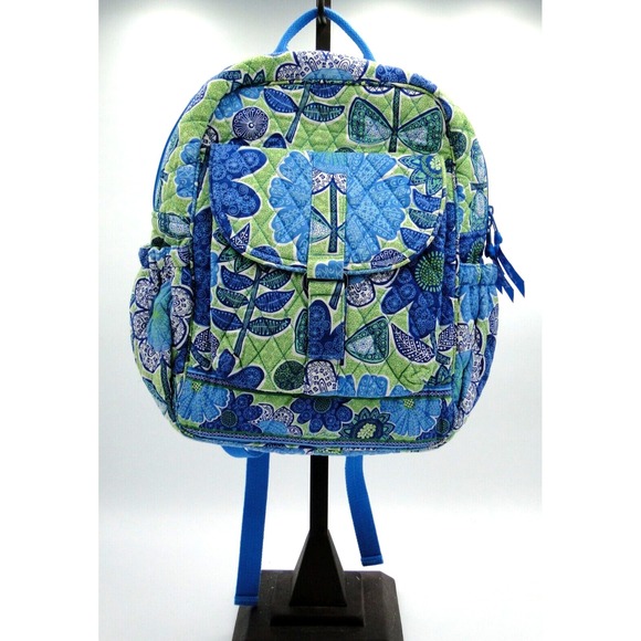 Vera Bradley Handbags - Vera Bradley Quilted Backpack Doodle Daisy Checkpoint Side Zips Floral 13"x11x4"